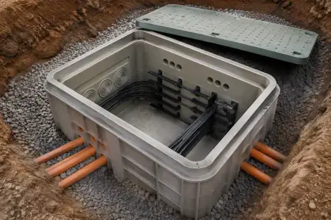 Utility vault and lid produced by D-LFT structural foam molding